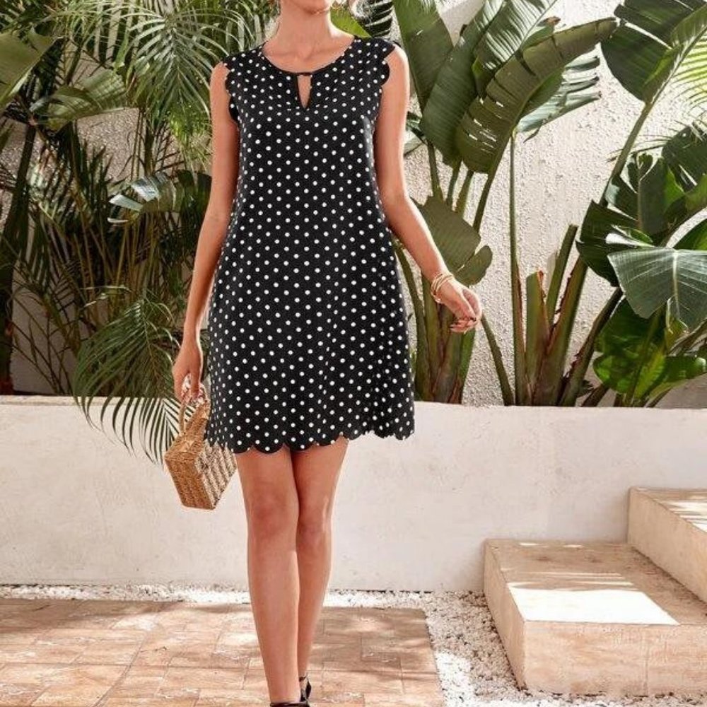 Polka Dot Casual Dress, XS